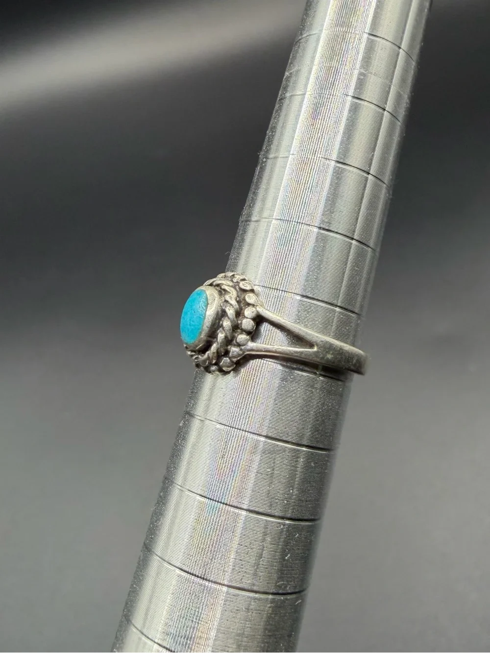 Vintage Sterling Silver 935 Turquoise Native Southwestern Navajo Ring Sz 4.5